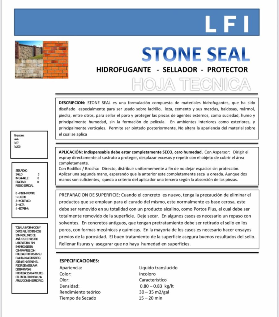 STONE SEAL – HIDROFUGANTE SELLADOR PARA SUPERFICIES MINERALES
