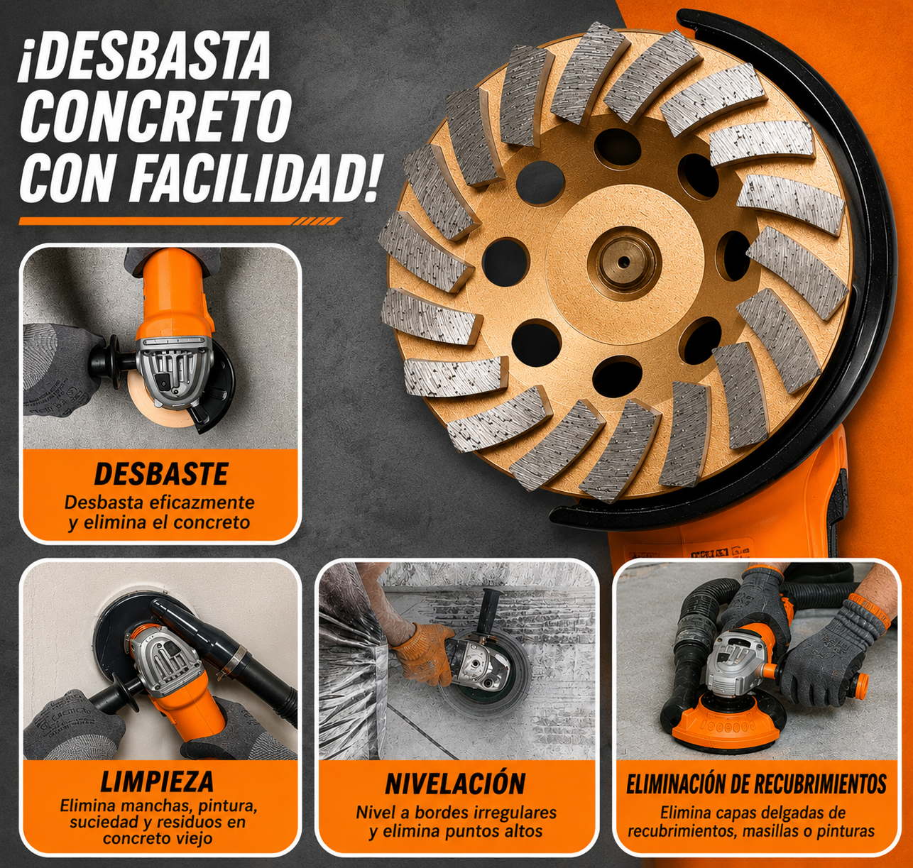 DISCO DIAMANTADO DE DESBASTE 7” PARA CONCRETO Y MAMPOSTERIA - Imagen 2